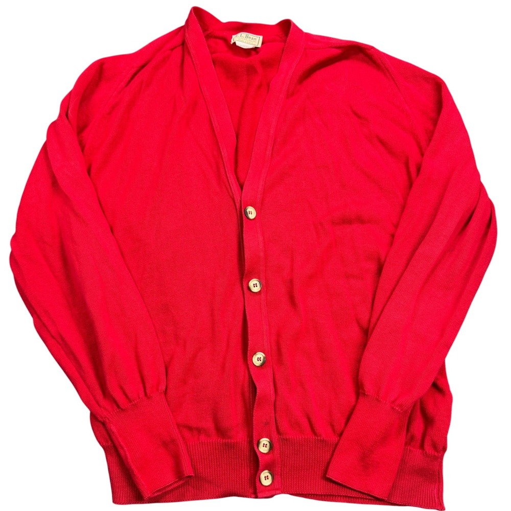 LL Bean Cardigan Mens XL Red Button Front Made in USA